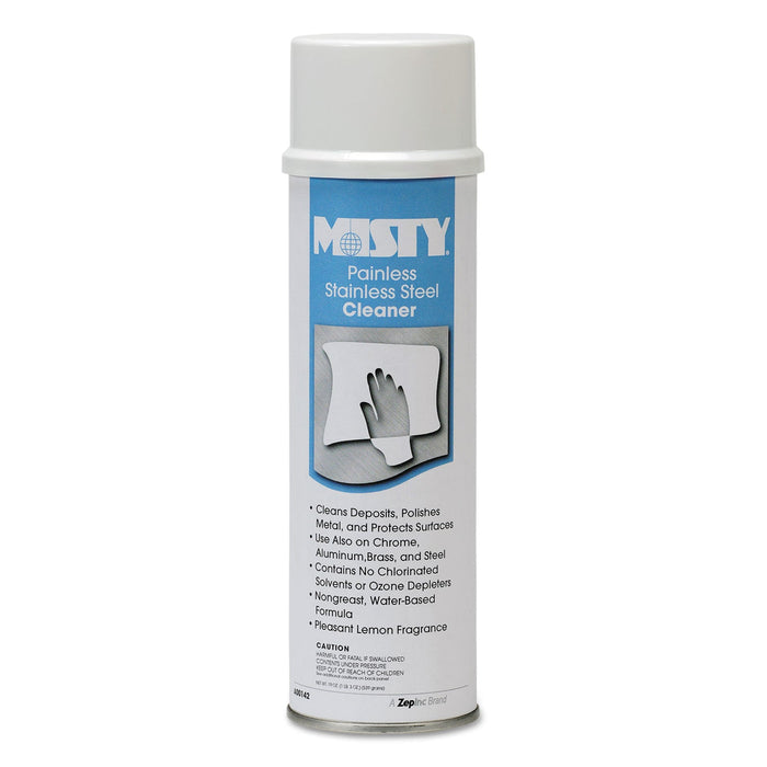 Misty Water-Based Stainless Steel Cleaner, Lemon Scent, 18 oz Aerosol Spray, 12/Carton