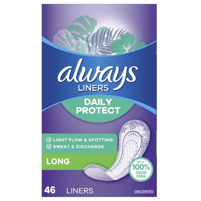 Always Daily Protect Pantyliners, Long Absorbency, 46 Count by Pasteur Pharmacy