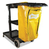 Impact Janitorial Cart, Plastic, 3 Shelves, 1 Bin, 20.5" x 48" x 38", Yellow