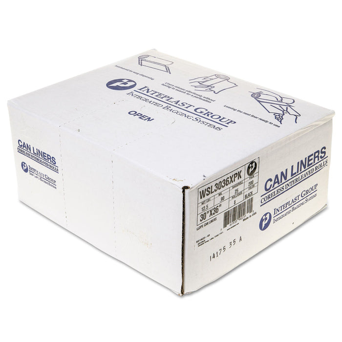 Inteplast Group Low-Density Commercial Can Liners, 30 gal, 0.9 mil, 30" x 36", Black, 200/Carton