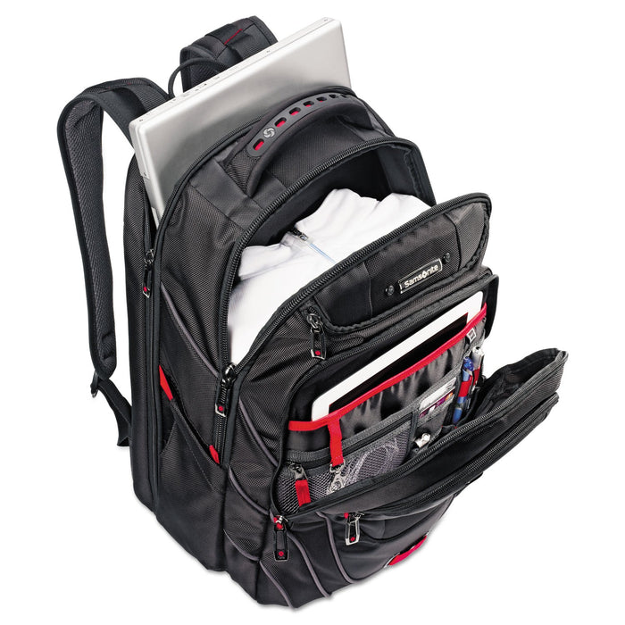 Samsonite Tectonic PFT Backpack, Fits Devices Up to 17", Ballistic Nylon, 13 x 9 x 19, Black/Red