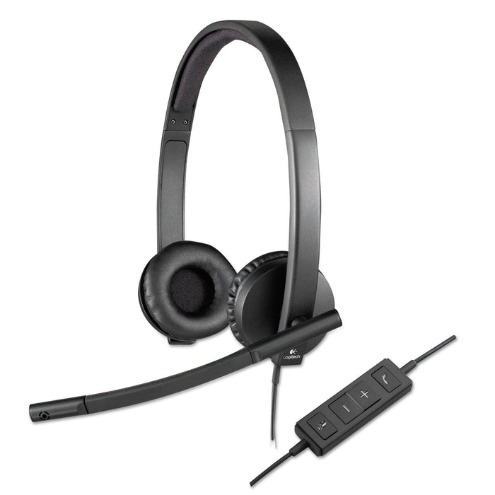 Logitech USB H570e Over-the-Head Wired Headset, Binaural, Black