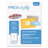 PRES-a-ply Labels, Laser Printers, 8.5 x 11, White, 100/Box