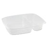 Dart StayLock Clear Hinged Lid Containers, 3-Compartment, 8.6 x 9 x 3, Clear, Plastic, 100/Packs, 2 Packs/Carton