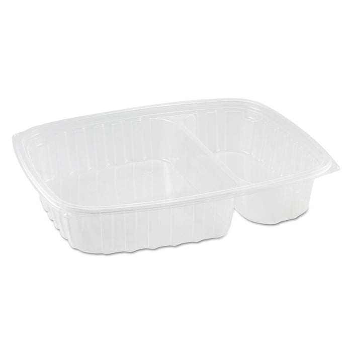 Dart StayLock Clear Hinged Lid Containers, 3-Compartment, 8.6 x 9 x 3, Clear, Plastic, 100/Packs, 2 Packs/Carton