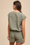 Utility Sportive Top & Cargo Shorts Set - Olive by Boutique 23