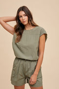 Utility Sportive Top & Cargo Shorts Set - Olive by Boutique 23