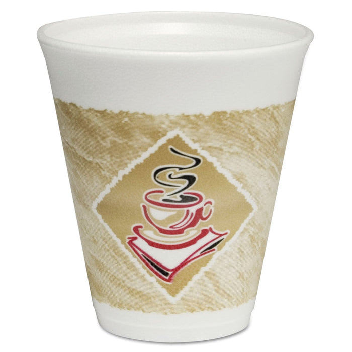 Dart Cafe G Foam Hot/Cold Cups, 12 oz, Brown/Red/White, 1,000/Carton