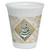Dart Cafe G Foam Hot/Cold Cups, 8 oz, Brown/Green/White, 1,000/Carton