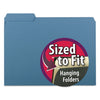 Smead Interior File Folders, 1/3-Cut Tabs: Assorted, Letter Size, 0.75" Expansion, Blue, 100/Box