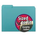 Smead Interior File Folders, 1/3-Cut Tabs: Assorted, Letter Size, 0.75" Expansion, Aqua, 100/Box
