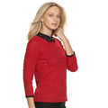 Elle Womens Collared 3/4-Sleeve Top, Size Medium by Vanessa Jane