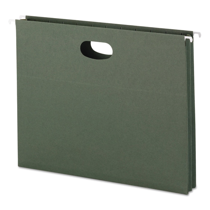 Smead Hanging Pockets with Full-Height Gusset, 1 Section, 1.75" Capacity, Letter Size, Straight Tabs, Standard Green, 25/Box