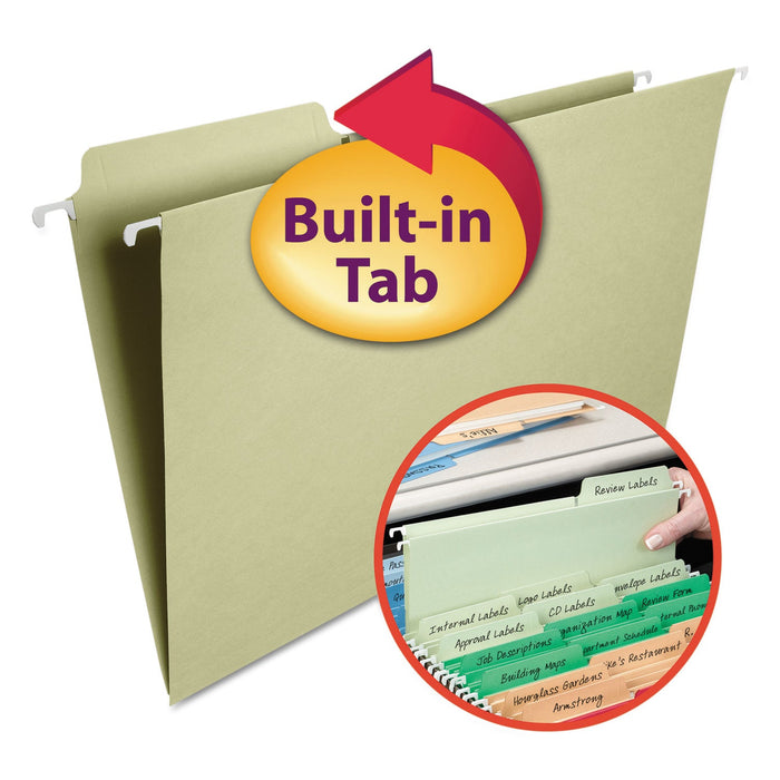 Smead FasTab Hanging Folders, Legal Size, 1/3-Cut Tabs, Moss, 20/Box