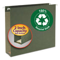 Smead Box Bottom Hanging File Folders, 2" Capacity, Letter Size, Standard Green, 25/Box