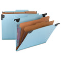 Smead FasTab Hanging Pressboard Classification Folders, 2 Dividers, Letter Size, Blue
