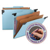 Smead FasTab Hanging Pressboard Classification Folders, 2 Dividers, Letter Size, Blue