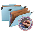 Smead FasTab Hanging Pressboard Classification Folders, 2 Dividers, Letter Size, Blue