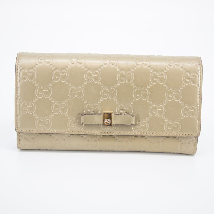 Gucci Gold Guccisima Leather Ribbon Long Wallet #2056 by Bolt Boutique
