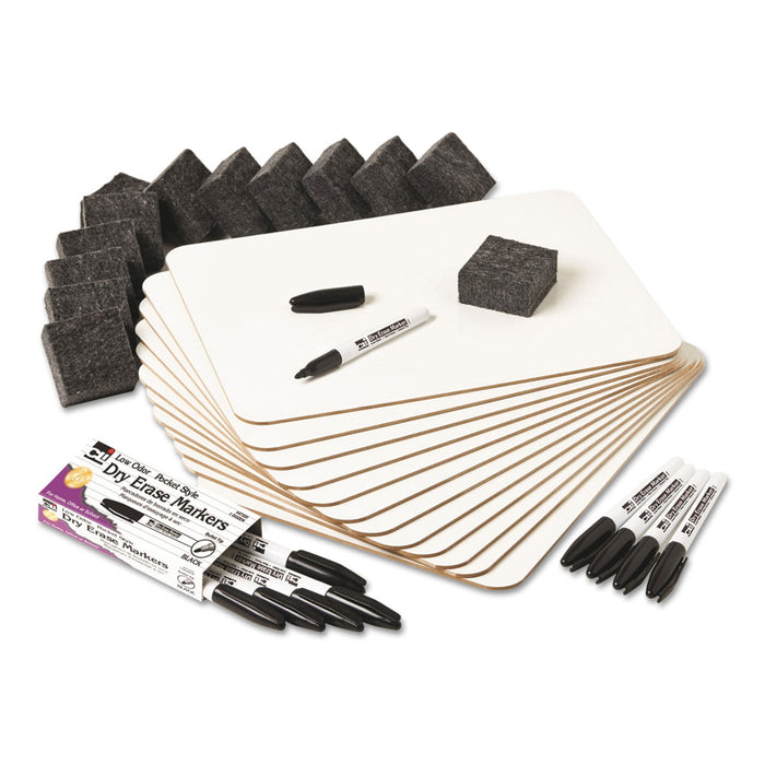 Charles Leonard Lapboard Class Pack, Dry Erase Boards, 9 x 12, White, 12/KT