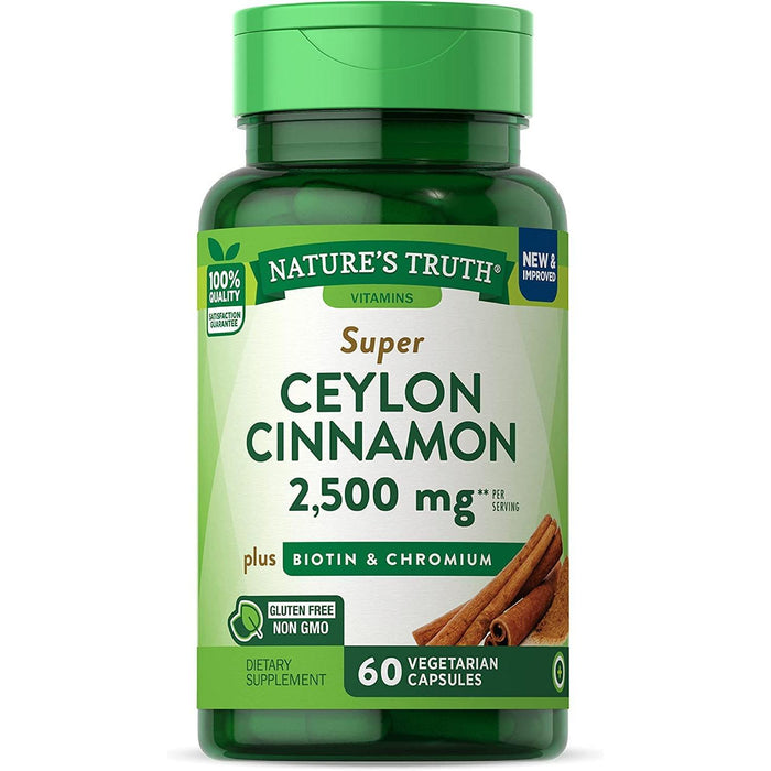 Nature's Truth Super Ceylon Cinnamon 2,500mg Plus Biotin & Chromium Vegetarian Capsules 60ct by Pasteur Pharmacy