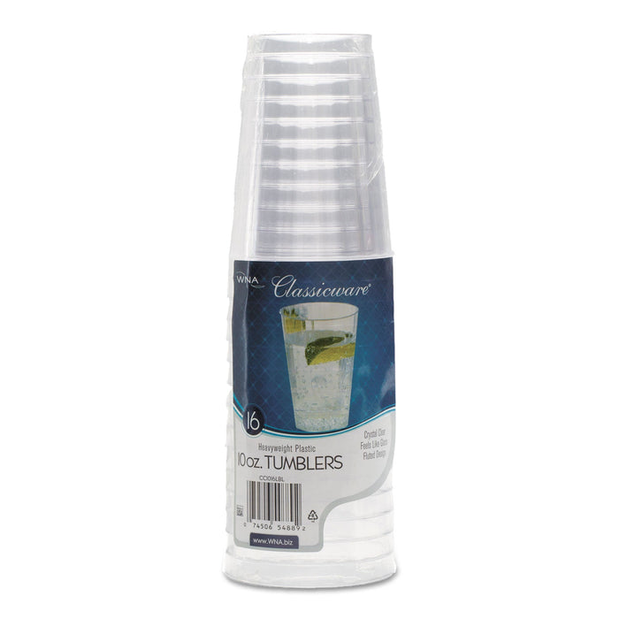 WNA Classicware Tumblers, 10 oz, Plastic, Clear, Tall, 16/Bag, 15 Bags/Carton