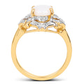14K Yellow Gold Plated 1.40 Carat Genuine Opal and White Topaz .925 Sterling Silver Ring by Bids.com