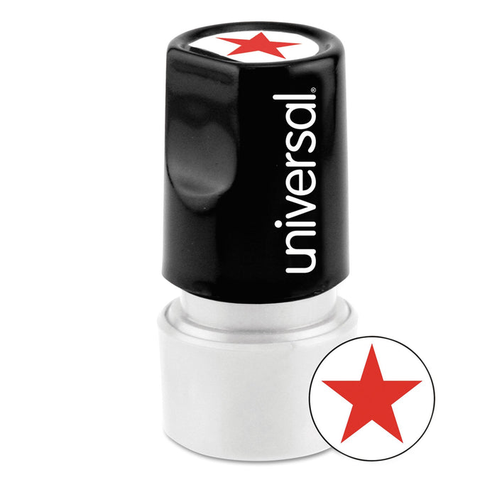 Universal Round Message Stamp, STAR, Pre-Inked/Re-Inkable, Red