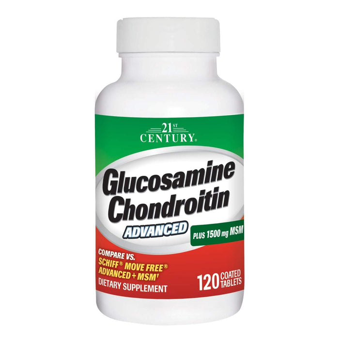 21st Century Glucosamine Chondroitin Advanced, Plus 1500mg MSM, 120 Coated Tablets by Pasteur Pharmacy