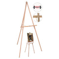 MasterVision Oak Display Tripod Easel, 60" High, Wood/Brass