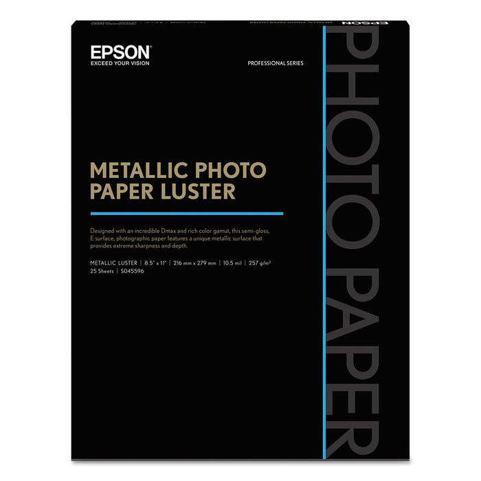Epson Professional Media Metallic Luster Photo Paper, 10.5 mil, 8.5 x 11, White, 25/Pack