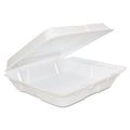 Dart Foam Hinged Lid Containers, 8 x 8 x 2.25, White, 200/Carton