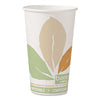 Dart Bare by Solo Eco-Forward PLA Paper Hot Cups, 16 oz, Leaf Design, White/Green/Orange, 1,000/Carton