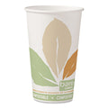 Dart Bare by Solo Eco-Forward PLA Paper Hot Cups, 16 oz, Leaf Design, White/Green/Orange, 1,000/Carton