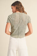Patterned Fabric Top With Tank Top - Sage by Boutique 23