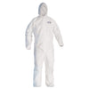 KleenGuard A30 Elastic Back and Cuff Hooded Coveralls, Large, White, 25/Carton