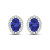 1.50 Ct Oval Violet Tanzanite & Diamond Prong 14K Gold Halo Stud Earrings