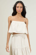 Everlanes Striped Crop Top - Tan/White by Boutique 23