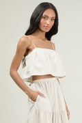 Everlanes Striped Crop Top - Tan/White by Boutique 23