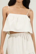 Everlanes Striped Crop Top - Tan/White by Boutique 23