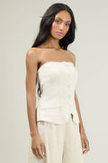 Candida Strapless Button Up Top - Natural by Boutique 23