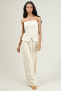 Candida Strapless Button Up Top - Natural by Boutique 23