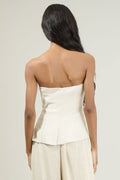 Candida Strapless Button Up Top - Natural by Boutique 23