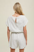 Heather Dolman Romper Wth Drawstring - H. Grey by Boutique 23