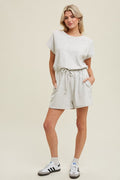 Heather Dolman Romper Wth Drawstring - H. Grey by Boutique 23