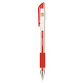 Universal Comfort Grip Gel Pen, Stick, Medium 0.7 mm, Red Ink, Clear Barrel, Dozen