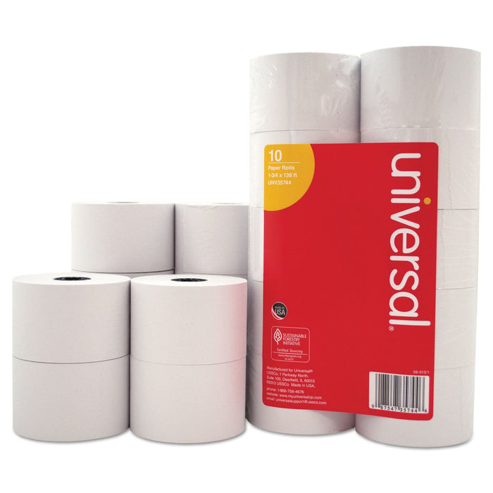 Universal Impact and Inkjet Print Bond Paper Rolls, 0.5" Core, 1.75" x 138 ft, White, 10/Pack