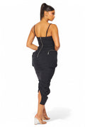 Erin Cargo Pocket Ruched Nylon Tank Dress by The House of Stylez