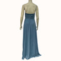 Lulus Meridith Slate Blue Ruffled Lace-Up Maxi Dress, Size Medium by Vanessa Jane