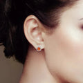 Peach Sapphire Cushion Stud Earrings by Fine Color Jewels